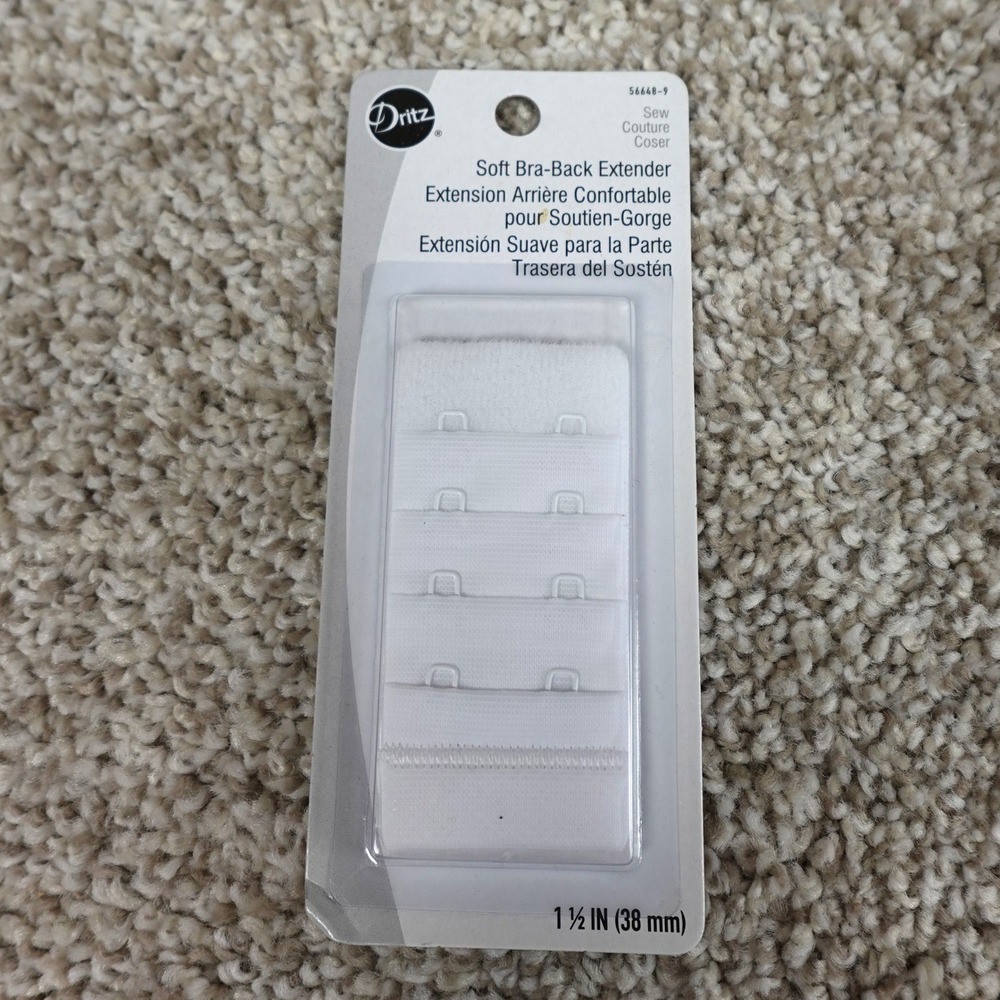 Dritz Soft Bra-Back Extender 2 Hook White 1.5 Inch 38mm 56648-9